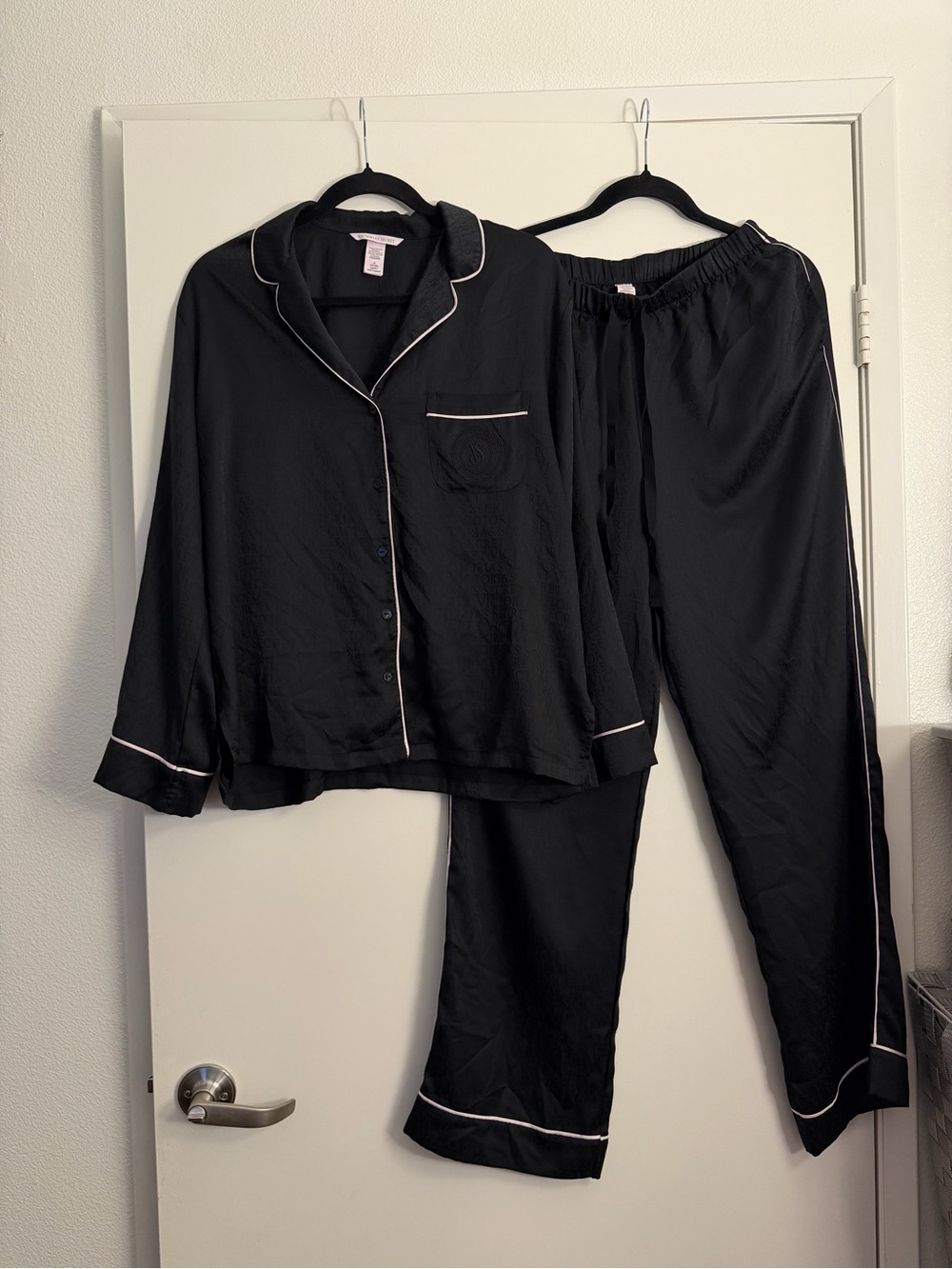 Victoria's Secret Black Pajama Set with White Piping